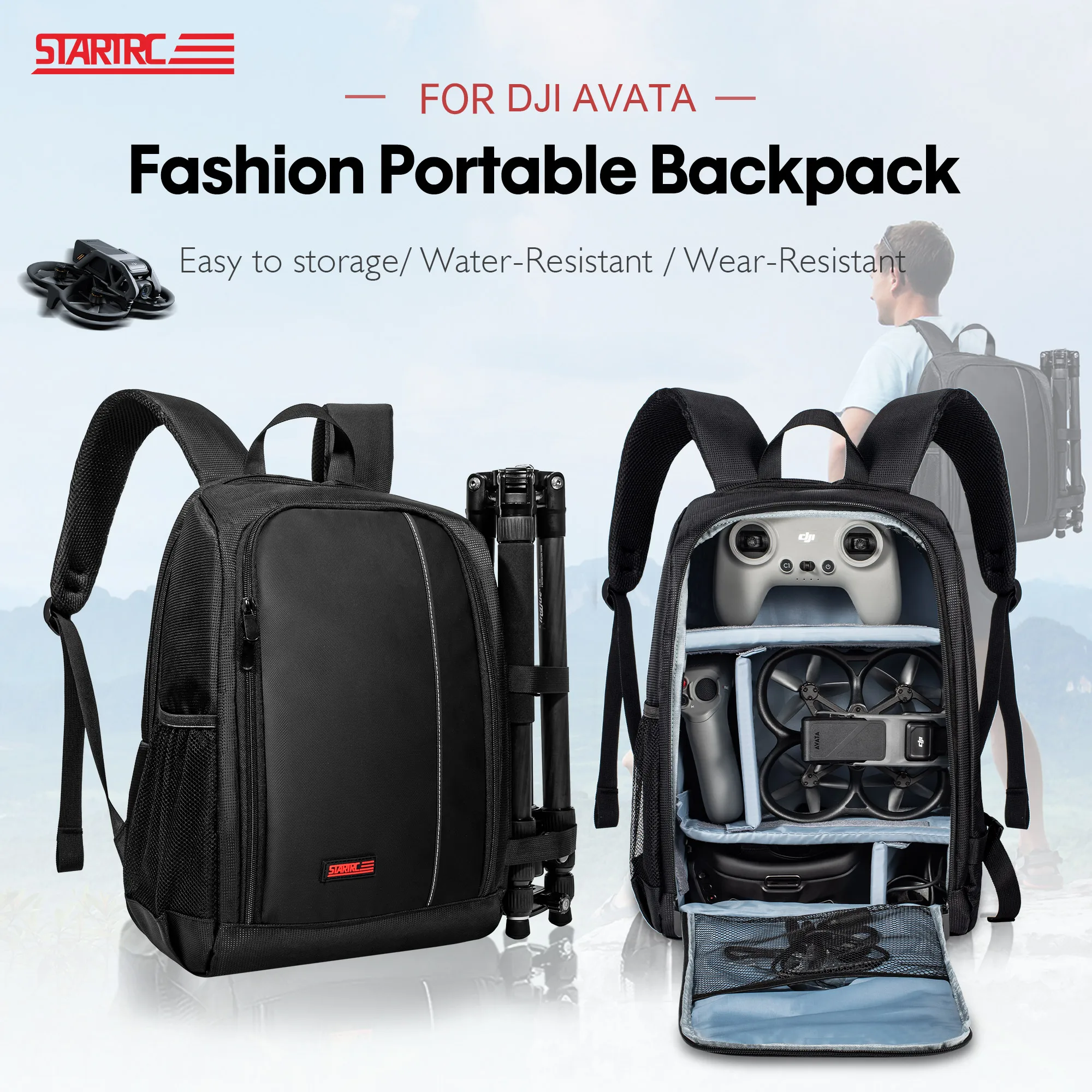 STARTRC Backpack for DJI Avata 2/Mavic 3 Pro Drone Accessories Storage Bag Waterproof Travel Portable Backpack