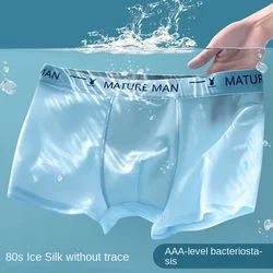 2024 summer new ice silk men's underwear boys sports teenagers seamless breathable boxers shorts