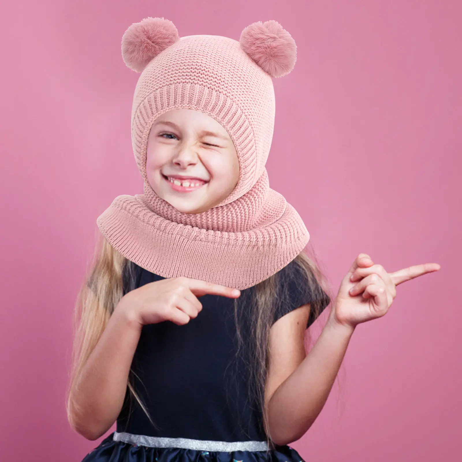 Winter Baby Supply Knitted Beanie Hat for Kids Cute and Fashionable Design Multiple Functions As Hat and Ear Muffs