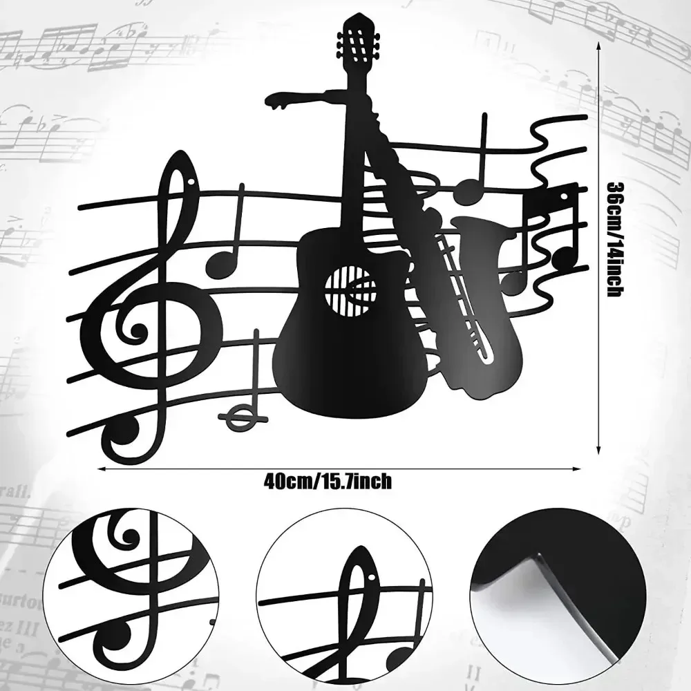 Guitar Saxophone Metal Music Wall Art, 3D Sculpture for Home Decor