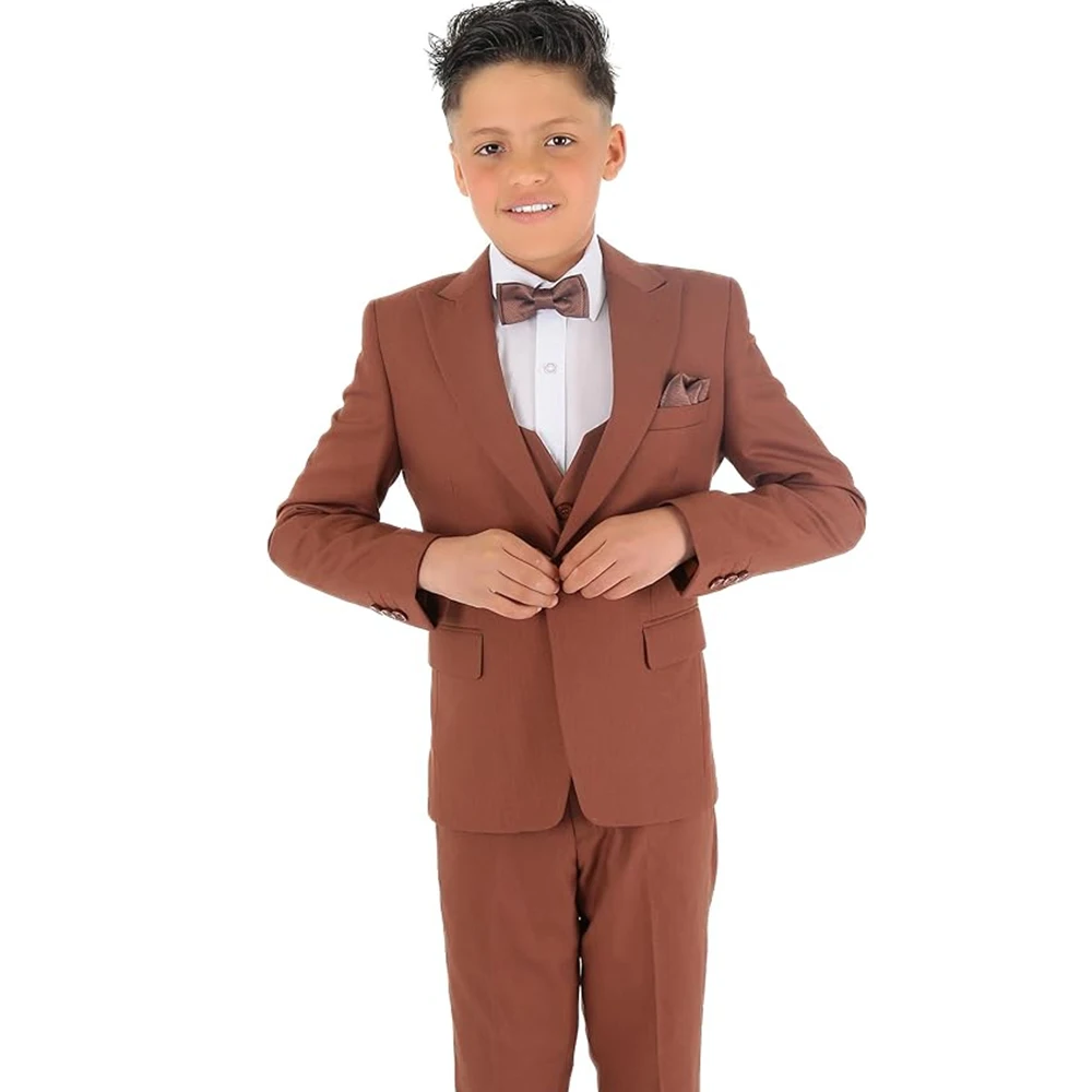 بدلة للأولاد مكونة من 3 قطع بقصة ضيقة وسترة للأطفال للمناسبات الرسمية وسترة وسترة وسراويل #1