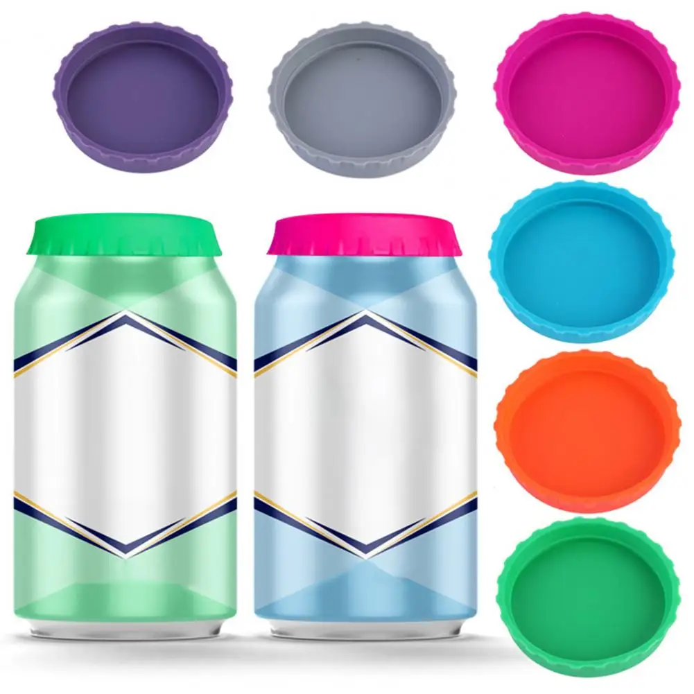 2 Pcs/Set Silicone Coke Can Covers No Odor Leak-proof Flexible Reusable Leak Proof Protection Soda Silicone Can Lids for Kitchen