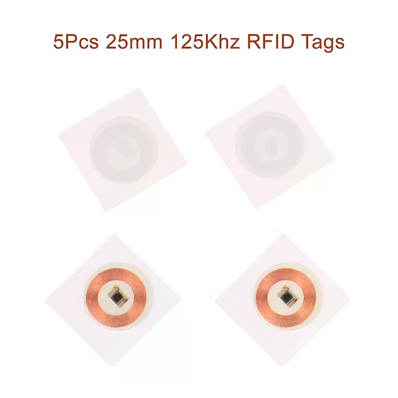 5Pcs 25mm 125khz RFID Tags Tk4100 Writable Stickers Proximity Cards Rewritable Adhesive Label Copier ID Card For