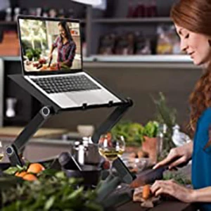 Klappbarer Bett-Tisch, leicht, kompakt, verstellbarer Computertisch für PC, tragbarer Tisch, Lesetisch für Ultrabook, Bücher, Zeitschriften und Frühstück, Schwarz – Detail 6