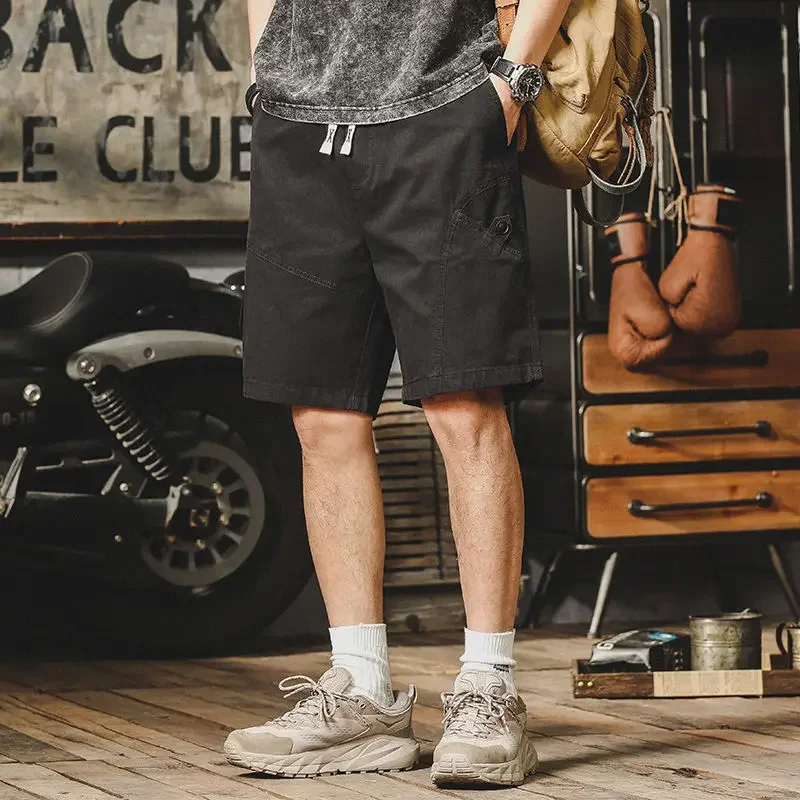 Men's Cargo Shorts with Pockets Half Bermuda Button Male Short Pants Long Cotton Beautiful Clothes Streetwear Big and Tall Jorts