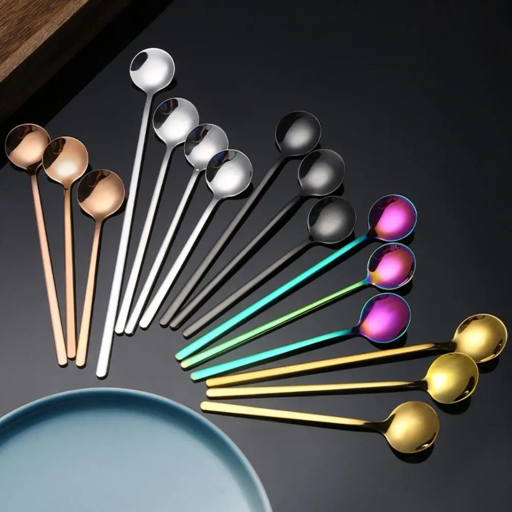 Stainless Steel Spoons Coffee Spoon Tea Dessert Spoon Stirring Spoon Juice Tea Spoon Ice Cream Scoop Kitchen Dining Bar Supplies