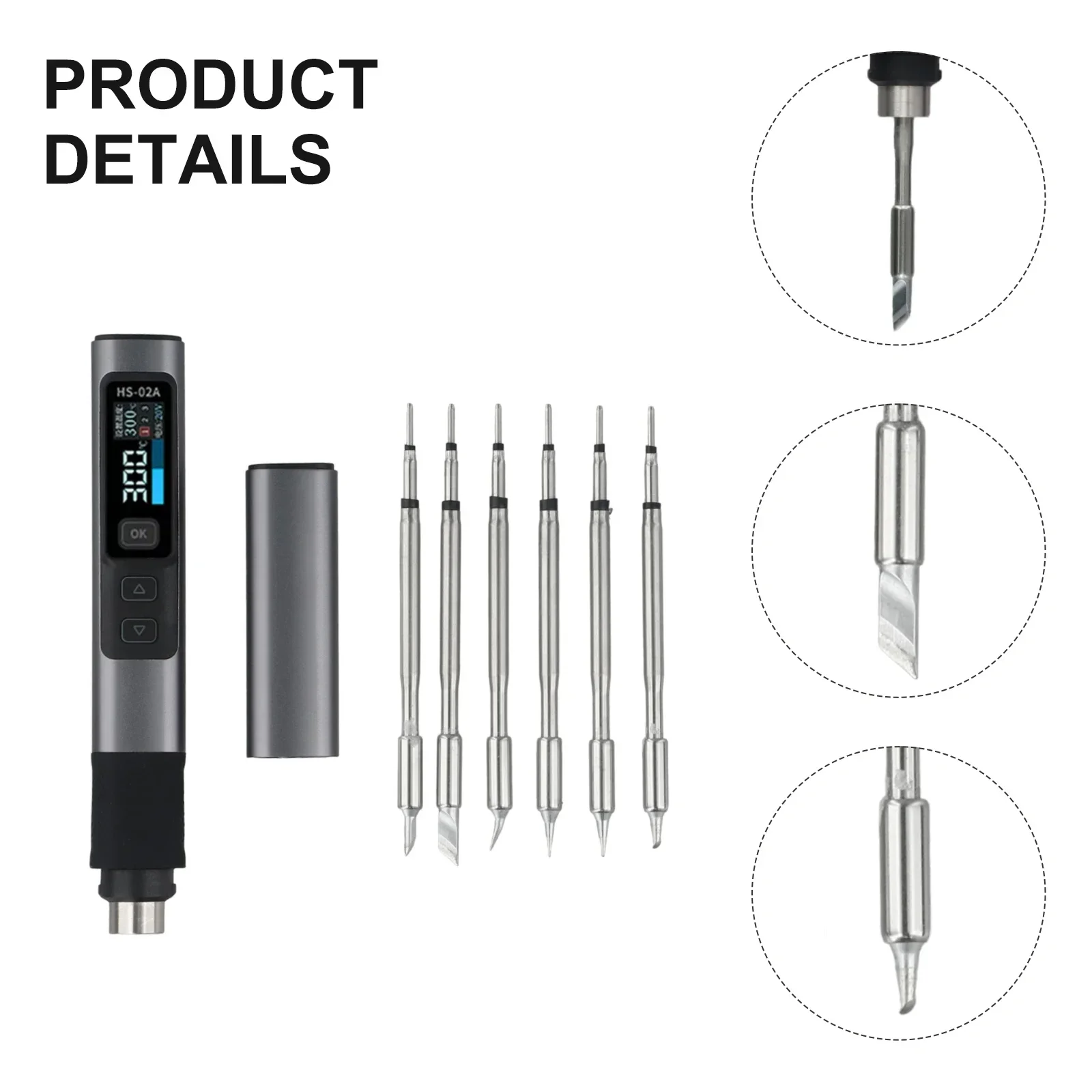 Intelligent Electric Soldering Iron Tool W/ 6 Welding Tips For Fnirsi HS-02A 100W DC9-24V Constant Temperature Welding Equipment