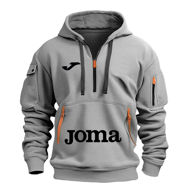 Joma The 2025 new style of fashionable men's casual hooded hoodie, sweatshirt, jacket, men's hoodie with multiple pockets