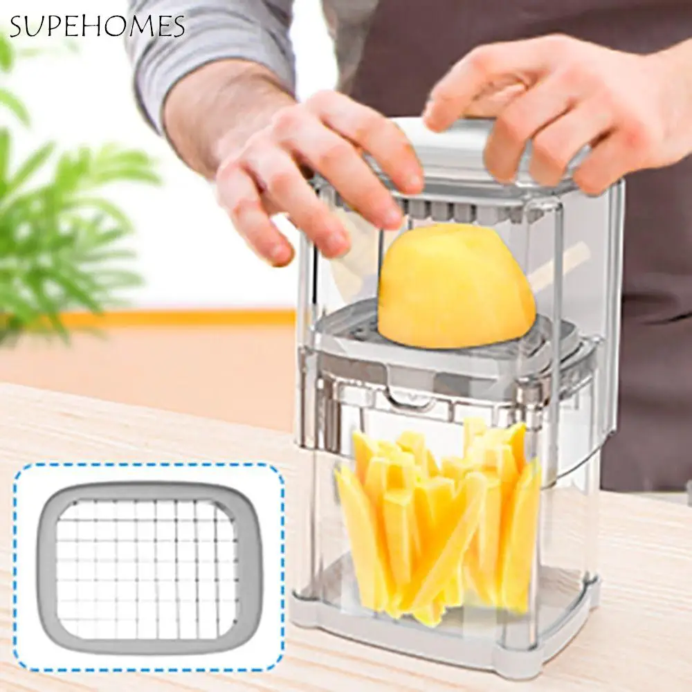 

Household Manual French Fries Cutter 4 in 1 with 4 Blades Vegetable Dicer Efficient Hand Press Fruit Slicer Cooking
