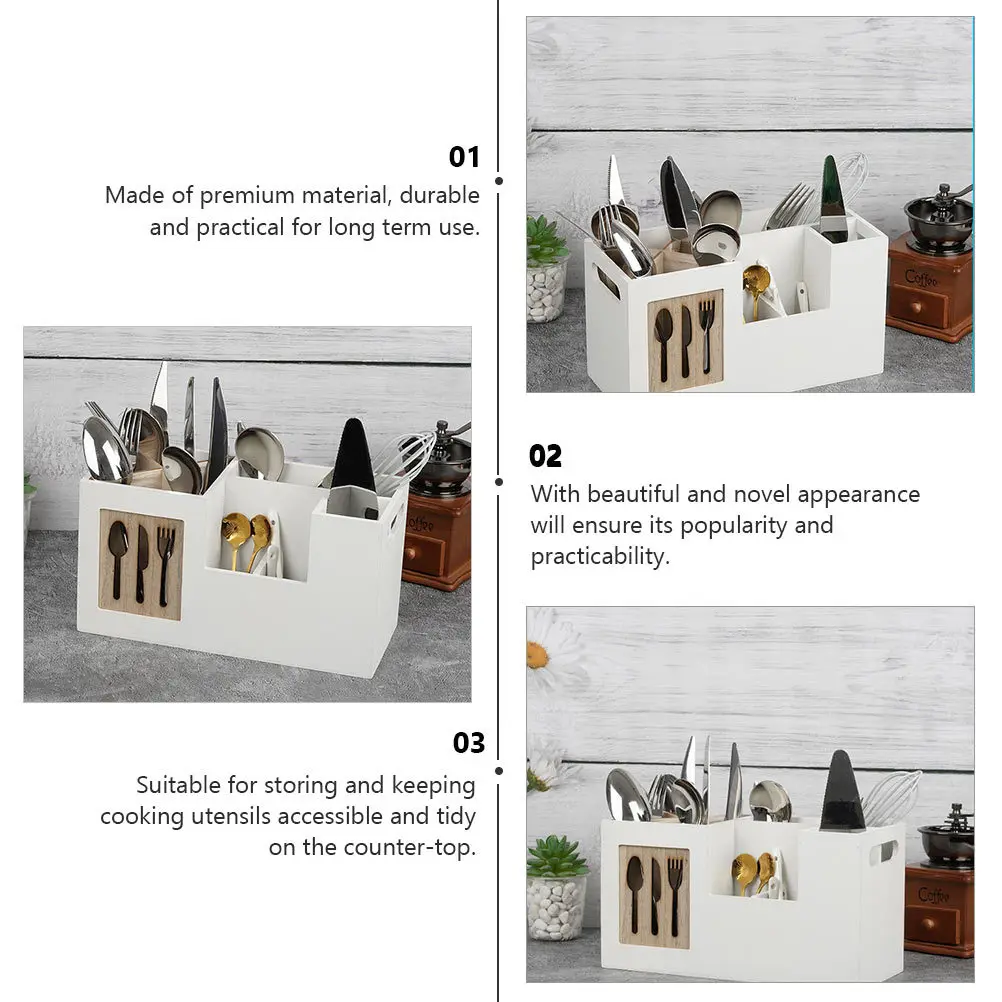 

Wooden Kitchen Organizer Utensil Holder Storage Box Spoon Cutter Chopsticks Rack Countertop Flatware Holder Utensil Organizer