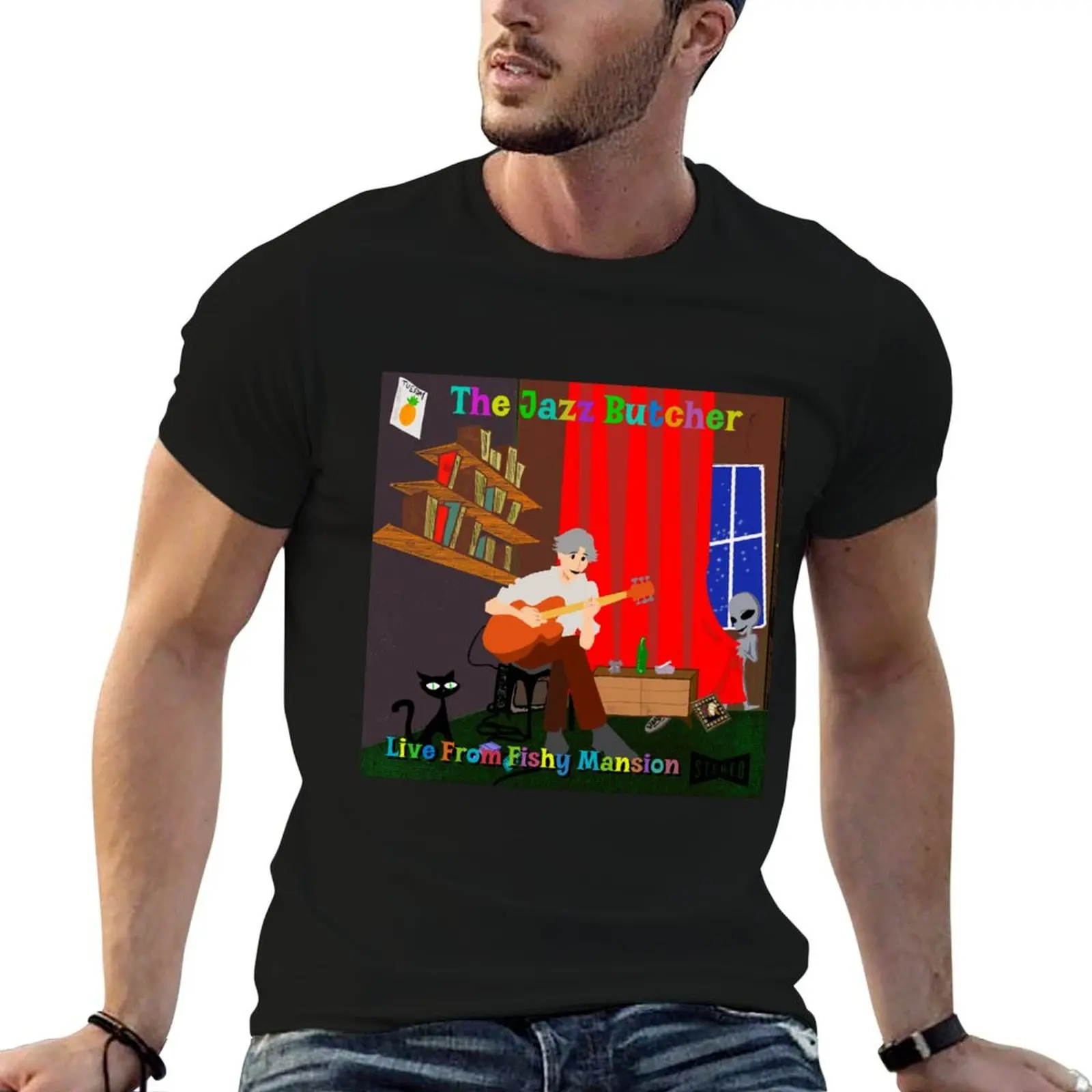 

Jazz Butcher Live from Fishy Mansion T-Shirt cotton t shirt man men t shirt cotton 100% T-Shirt