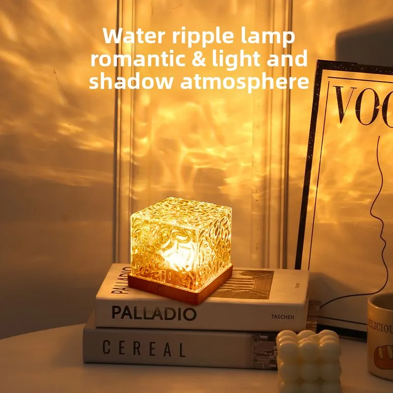 Creative Night Light with Water Ripple Effect Ambient Lamp for Couples Romantic Bedside Table Lamp Bedroom Sleep Light