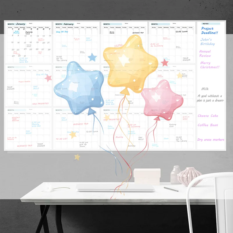 

Extra Large Undated Erasable Erasable Whiteboard Annual Planner 35x58 Inches For Home School And Office