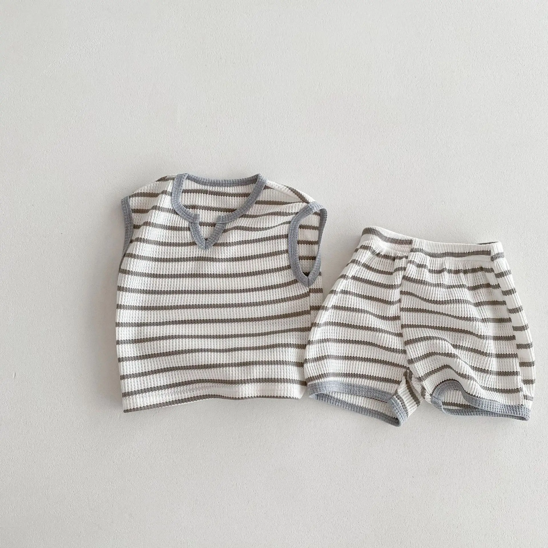 MILANCEL 2024 Summer Kids Clothing Set Striped Tee And Shorts 2pcs Boys Suits Vintage Girls Clothes Set