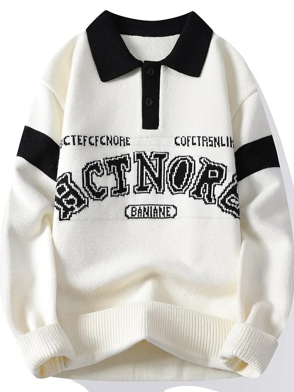 

Men's Thiened Warm Knitted Sweater Autumn Winter Loose Fit Printed Casual Sle Fce Lined Long Sve T-irt for Students