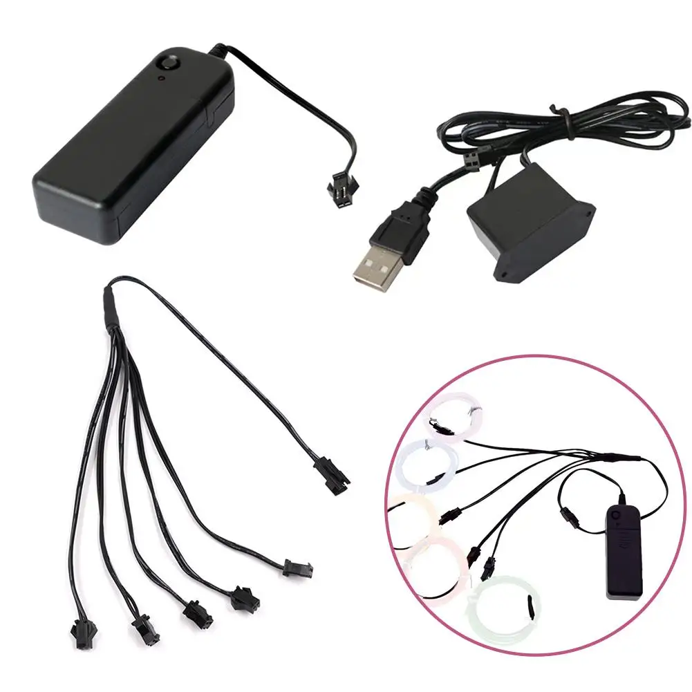 1 do 2/3/4/5 Neon Light EL Wire Driver Inverter PC USB Car Ciggrette Plug Adapter Controller EL Wire Splitter Connectors Kabel