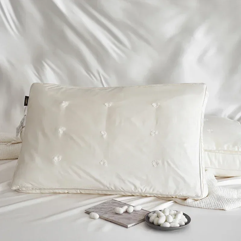 Handmade Mulberry Silk pillow High End Child Adult Health Care Pillows Pearl Protein Skin Friendly Fabric Bedding Sleep Pillow
