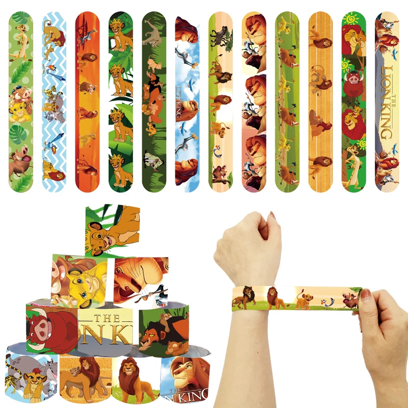 10pcs Pack Lion King Slap Bracelets Cartoon Snap Bracelet Wristbands for kids Party Favors Classroom Prizes Exchanging Gifts