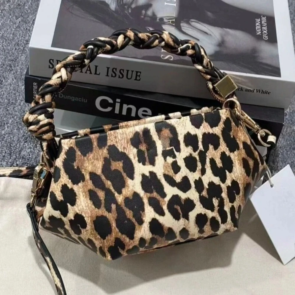 Luxuer Designer Bou Mini Hexagon Hobo Handbag Knotted Braided Top Handle Women Leather Crossbody Bag Daily Casual Shoulder Bag