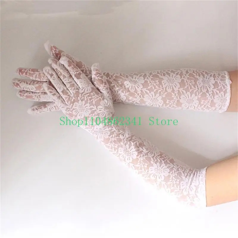 

652F Bridal Gloves for Wedding Flower Long Gloves Lace Gloves For Women Prom Gloves
