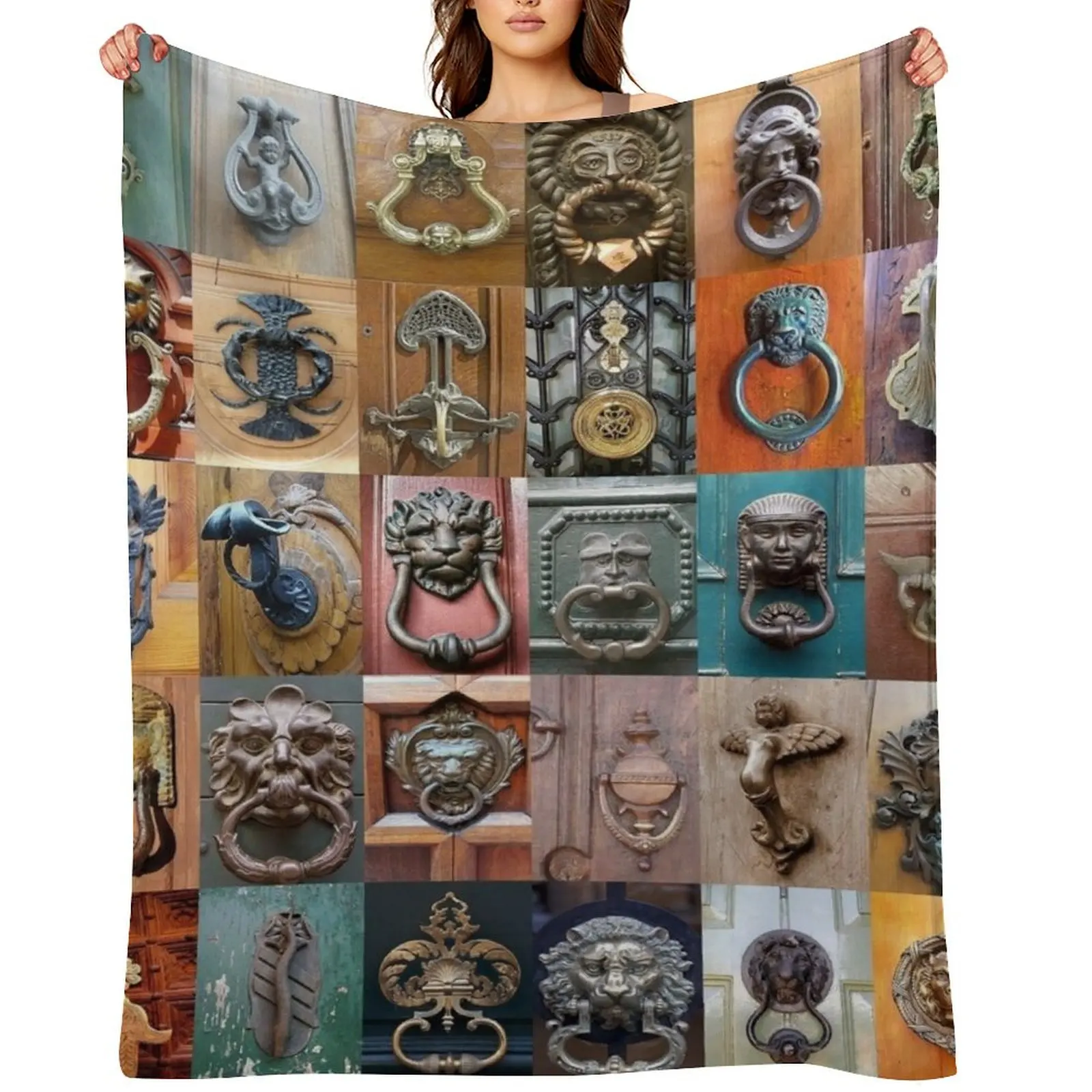 Door Knockers Throw Blanket For Decorative Sofa Decorative Throw Furry heavy to sleep Blankets