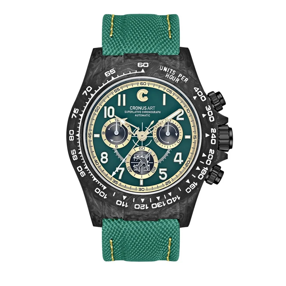 CRONUSART Orologio automatico da uomo Cronografo da 40 mm Orologio da polso meccanico Cassa in fibra di carbonio Luminou Tripla piccole finestre