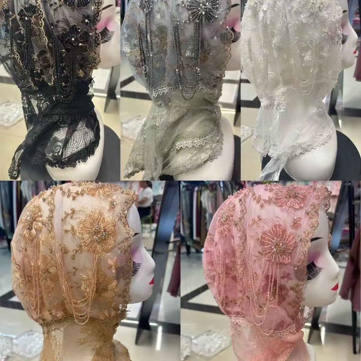 

Hijab Muslim Women Shawl Lace Headscarf Luxury Tassels Scarf Malaysia Prayer Kufi Islam Saudi Arabia Turban 05474