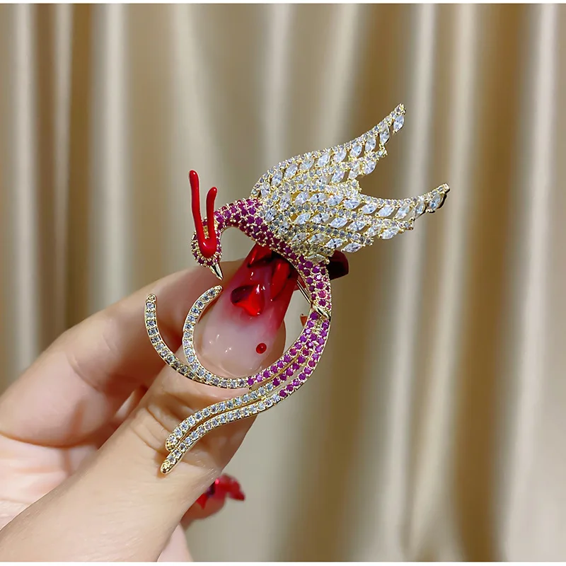 2023 New Fire Phoenix High-end Fashion Zircon Animal Medal Brooch Pin for Women Dress Accessories Pins broches de luxe femme