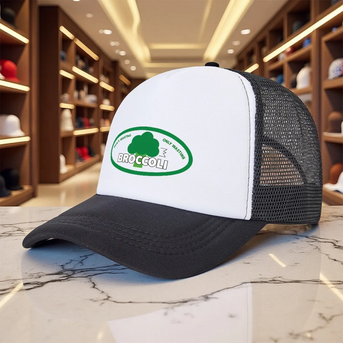 Broccoli Vegetable Lovers Trucker Hat Polyester Mesh Snapback Outdoor Sports Golf Cap