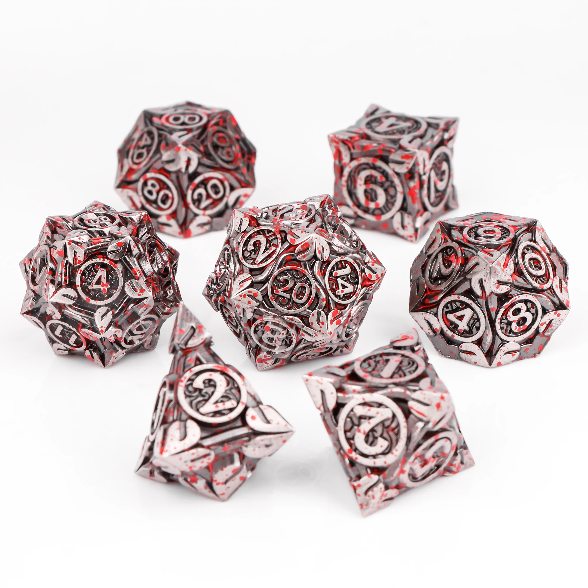 DND Metallwürfel 7-teiliges MTR Würfelset DnD Polyedrische Würfel für Dungeons and Dragons Rollenspiele D&D Würfel Geschenke Grüne Würfel – Detail 10