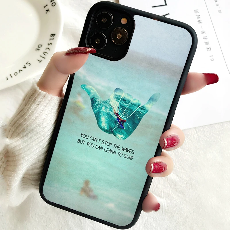 5 5S SE 2020 Phone Cover Case for iPhone 6 6S 7 8 PLUS X XS XR 11 12 13 MINI 14 PRO MAX Rubber Surfer Surf Hang Loose Shaka