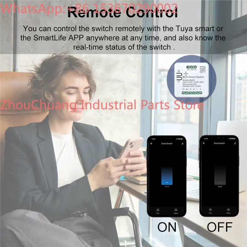 Wifi Smart Switch Mini Momentary Self-Locking Switch Module 10A Control Module For Smart Life/Tuya App- DIY Breaker