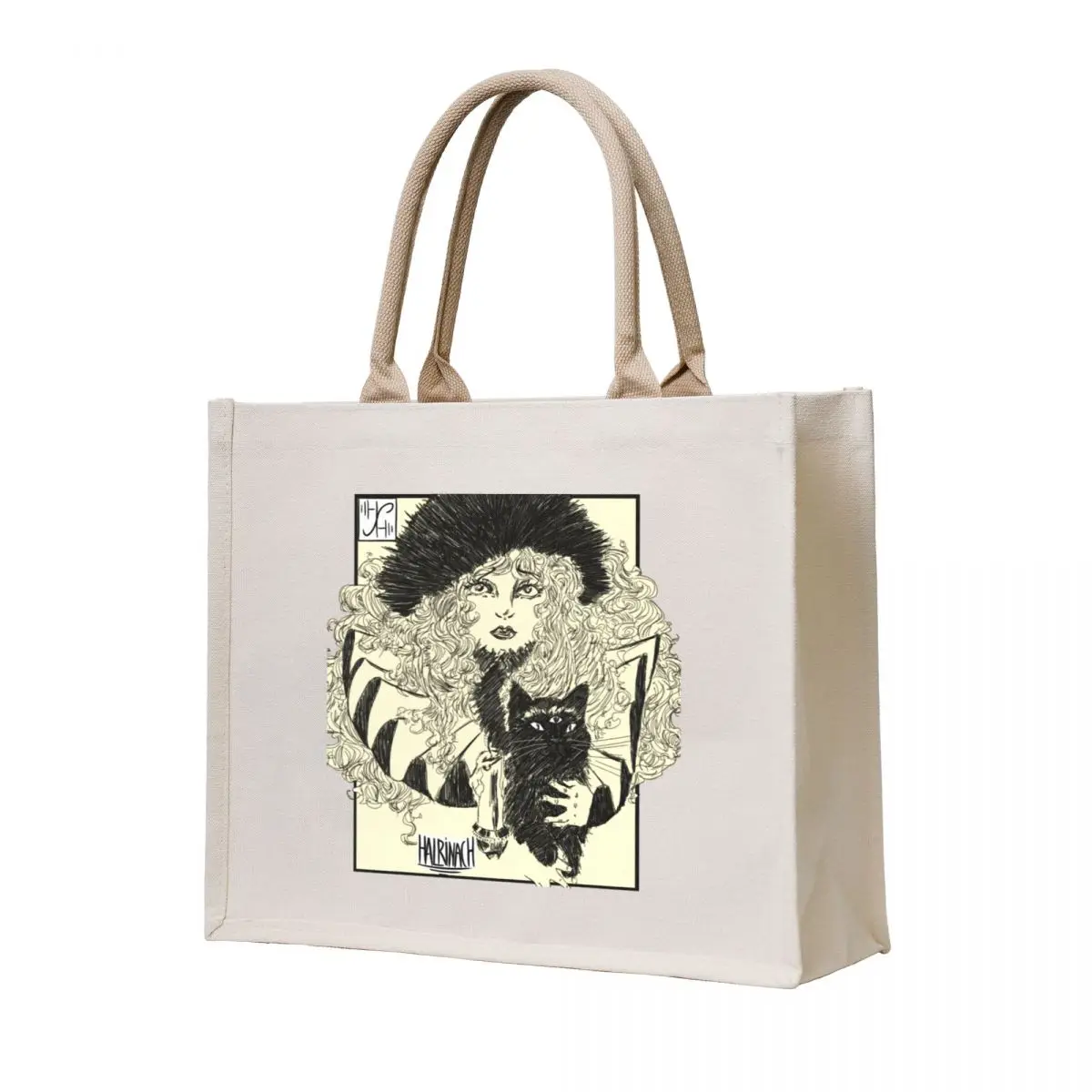 

vintage girl with black cat Tote Bag Shopper handbag canvas tote Big bag the tote bag