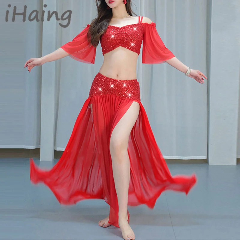 Women Oriental Belly Dance Crop Top Skirt Suit Adult Elegant Practice Bellydance Performance Costume Lady Lesson Wear Outfit