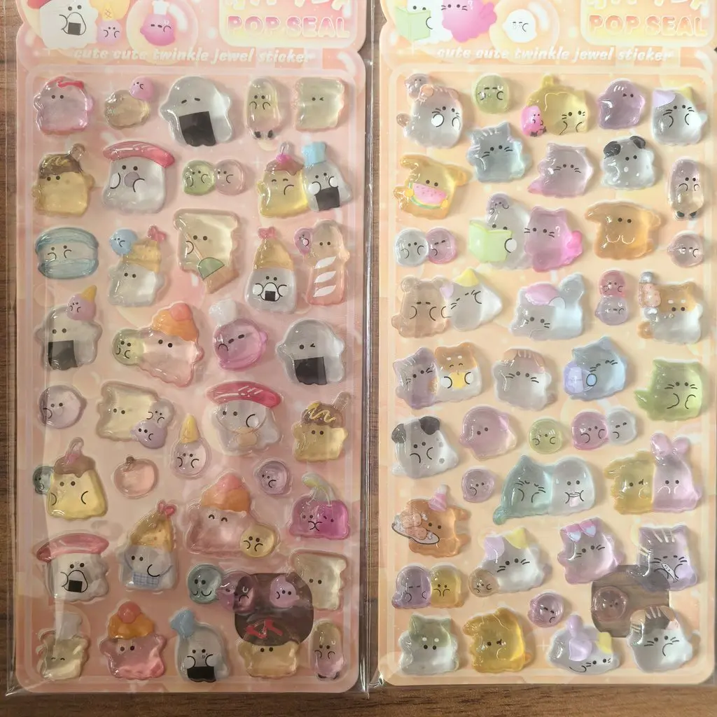 2026hot 4 Pcs Cute Transparent Pop Seal Stickers - Adorable Decor for Journals, Phones & DIY Crafts Anime Worlds Store