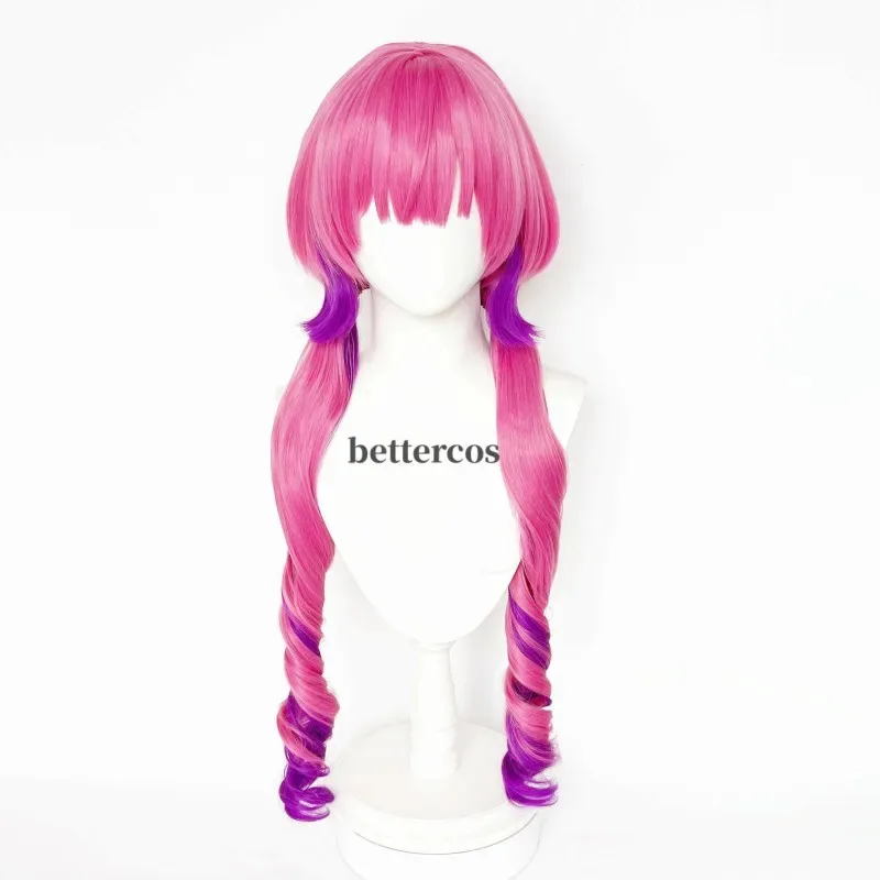 Zz04zz12Anime Miss Kobayashi's Dragon Maid Ilulu Cosplay pelucas de pelo sintético largo mezclado rosa resistente al calor + gorro de peluca