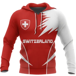 Switzerland Flag 3D Print Hoodie Men's Clothes Simple Trend Hooded Coat Red Fashion Trend Spring New Oversized Hoodie 2025 Man
