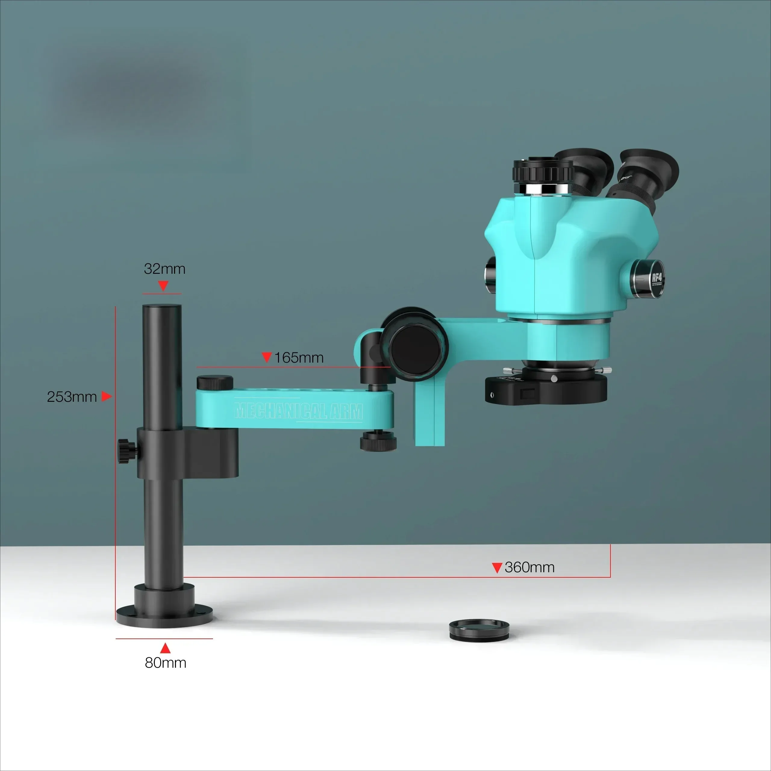 4K Camera RF4 Trinocular Stereo Microscope Set 360 ° Rotation Articulating Arm Stand Phone Soldering PCB Repair RF7050TVPRO-F019