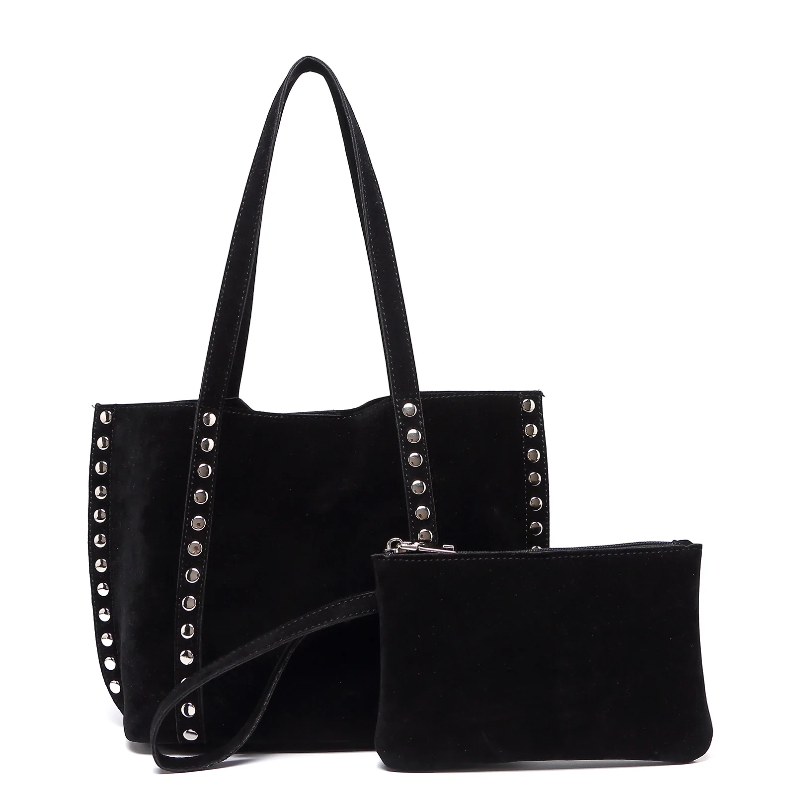 

New Tote Bags Large-capacity deer skin velvet shoulder bag casual studded handbag Casual Rivets Bag commuter Composite Bag C121