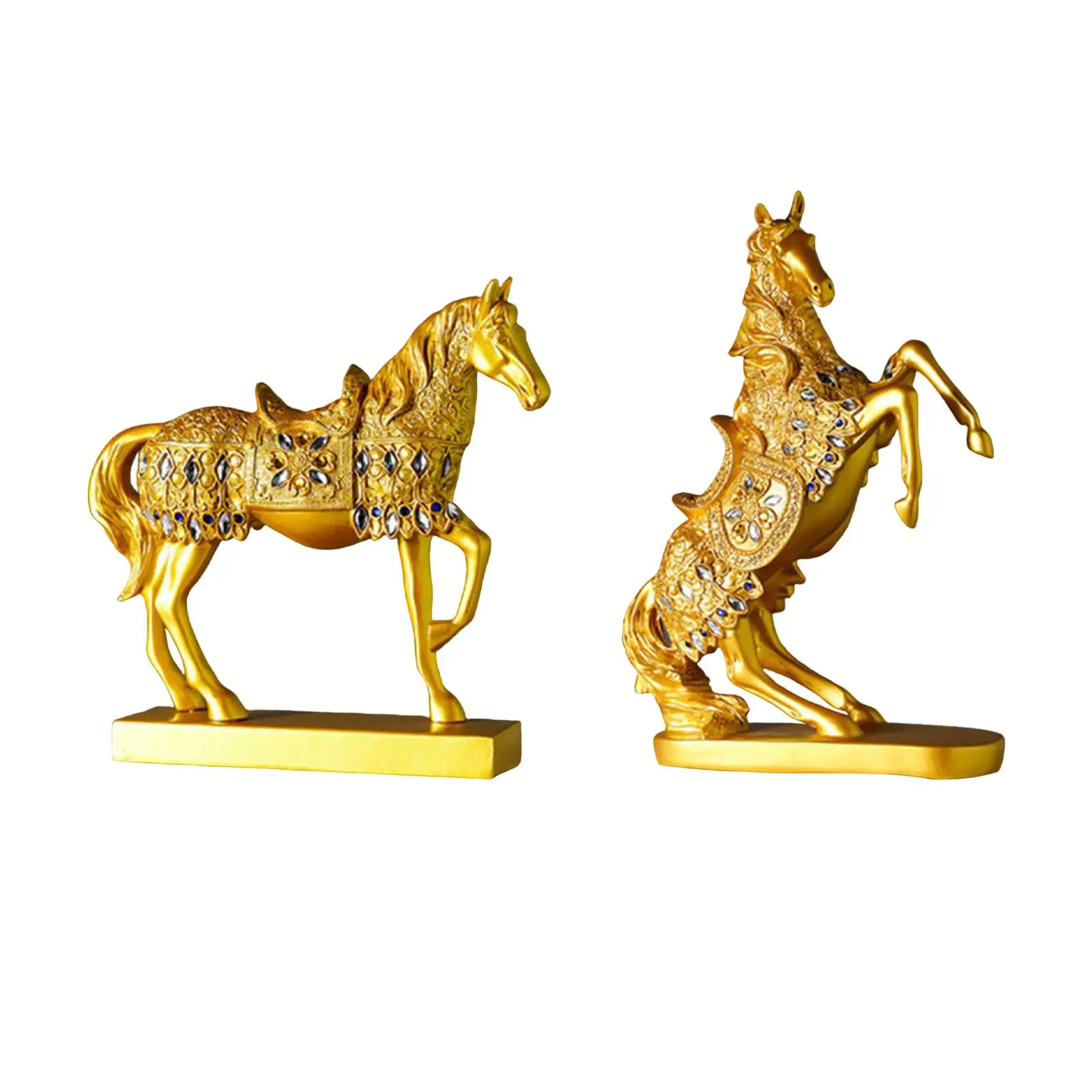 Gold Horse Statue Attract Luck and Wealth for TV Cabinet Living Room Decor