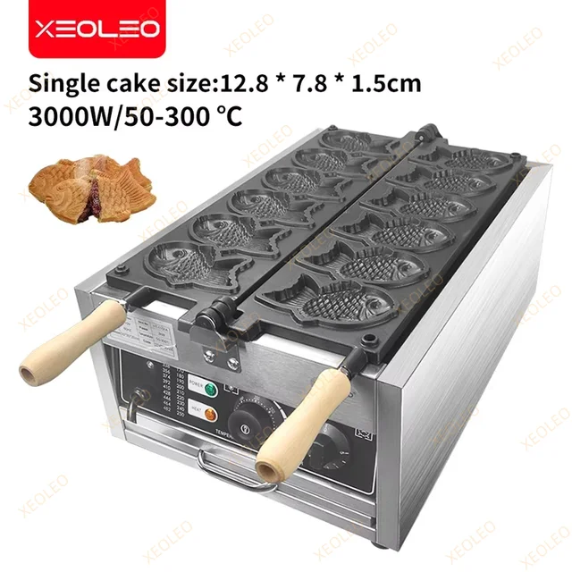 XEOLEO Taiyaki Maker Fish Waffle Machine Fish Cake Baking Machine 6 Pcs Fish Ice Cream Waffle Maker 3000W Non-stick Pan XEOLEO Taiyaki Maker Fish Waffle Machine Fish Cake Baking Machine 6 Pcs Fish Ice Cream Waffle Maker 3000W Non-stick Pan