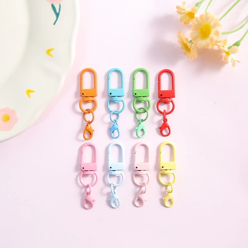 20/50pcs Colorful Swivel with Rings Lobster Clasp Hooks Metal Clasps for DIY Jewelry  Strap Keychain Perler Beads Accessories