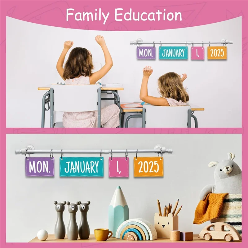 Professional Classroom Calendar Bulletin Board Set Colorful Flip Calendar With Holder For Classroom Decor, Includes 54 Date Card