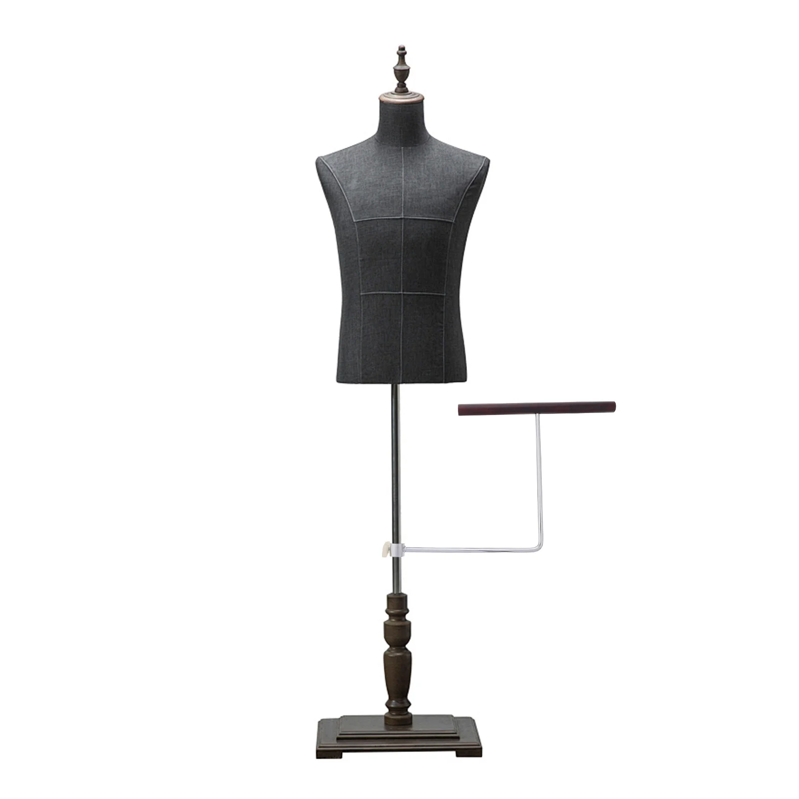 Colgador de pantalones de maniquí masculino, estante de exhibición para pantalones en forma de L, construcción de hierro y madera para organización de armario y ropa