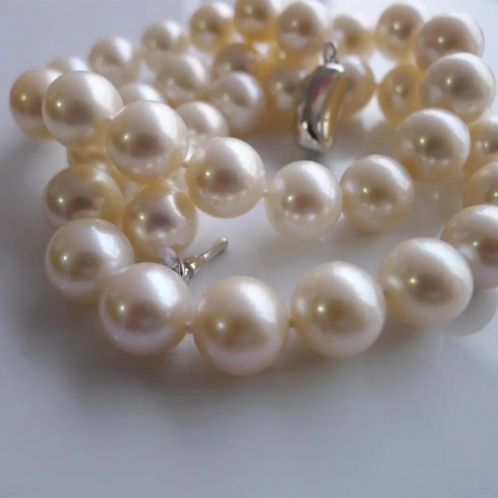 Send mother pearl 10-11mm round freshwater pearl natural necklace FINE JEWELRY 18IINCH