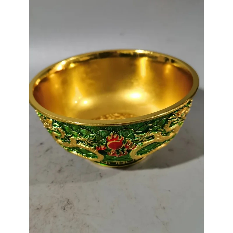 Brass Bowl Decoration Antique Made in Years of Qian Long Emperor of Qing Dynasty Cloisonne Gem Bowl Home Props Collection Crafts