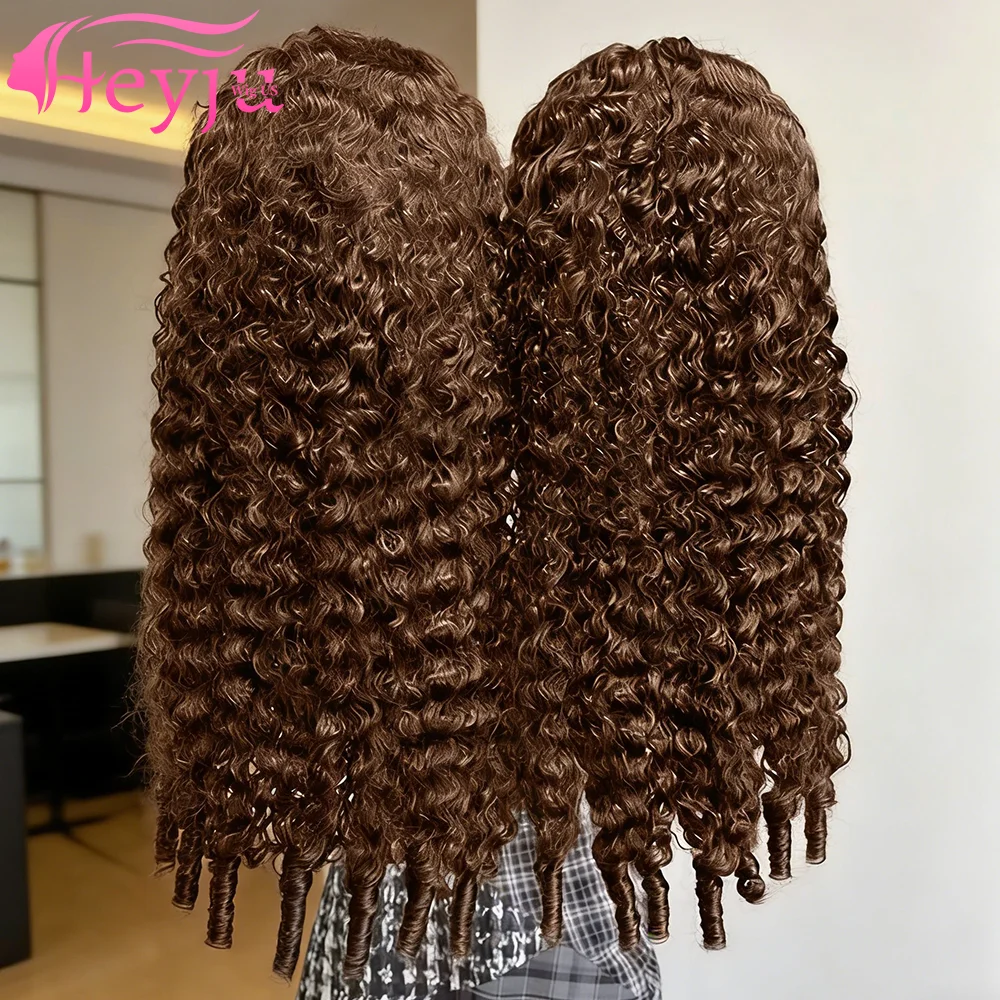 

Парик Heyju # 4 цветных парика из натуральных волос бирманской породы, коричневого цвета, с кудрями, 13x6 HD, с кружевной передней частью, для женщин, с эффектом водной волны.