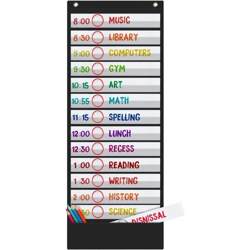 18 Pocket Calendar Chart 44x17inch Hanging Organizers Chart for Office School Classroom Decoration