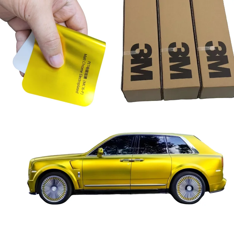 

3M PET PPF Matte Chrome Electroplated Lvory Color Car Wrap Vinyl Air Release Not Layered Anti Scratch Self Healing Bubble Free