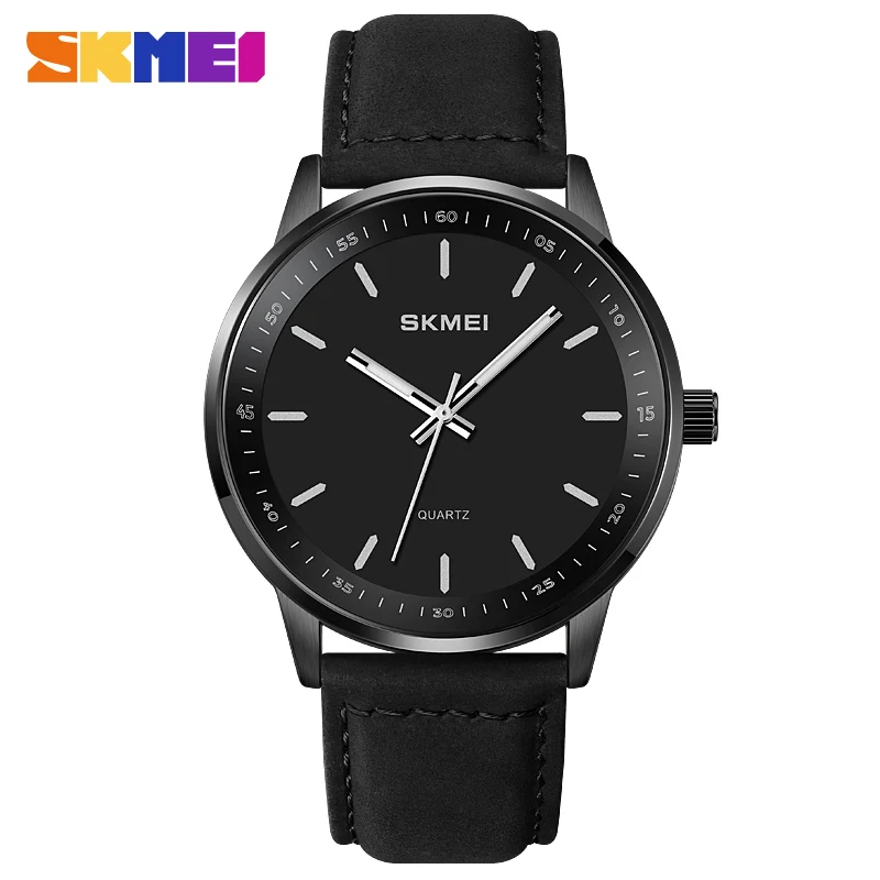 SKMEI 2034 men's watch Casual Watches Mens Japan Quartz Movement Date Wristwatch Genuine Leather Waterproof Clock reloj hombre